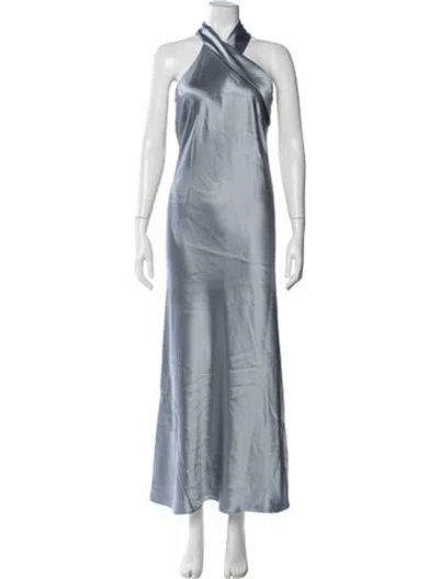 Pre-owned Galvan Halterneck Long Dress In Blue