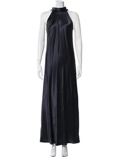 Pre-owned Galvan Halterneck Long Dress In Blue