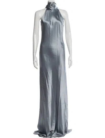 Pre-owned Galvan Halterneck Long Dress In Blue