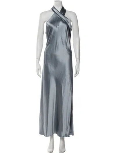Pre-owned Galvan Halterneck Long Dress In Blue
