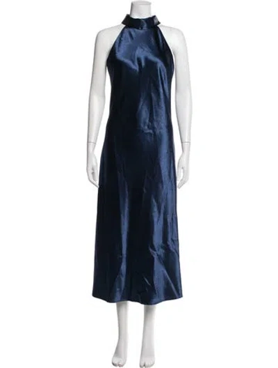 Pre-owned Galvan Halterneck Long Dress In Blue/metallic