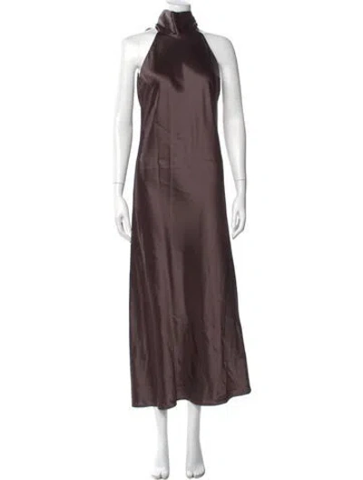 Pre-owned Galvan Halterneck Long Dress In Brown