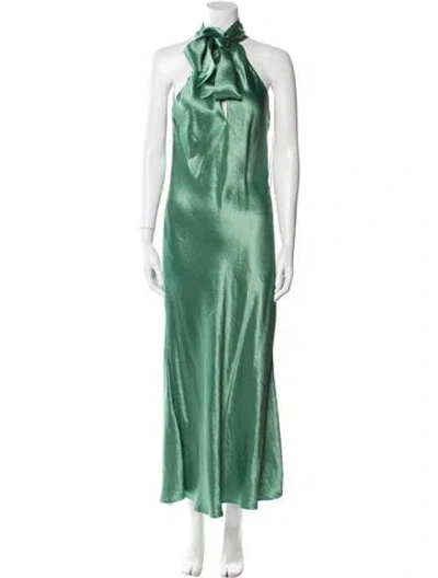Pre-owned Galvan Halterneck Long Dress In Green