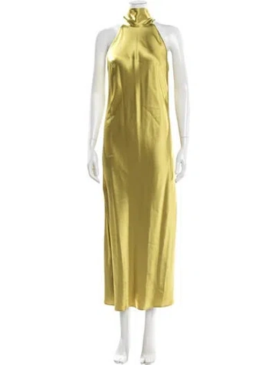 Pre-owned Galvan Halterneck Long Dress In Green