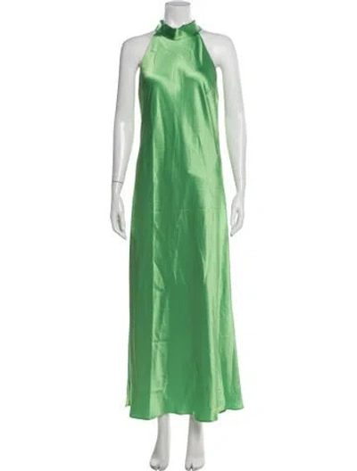 Pre-owned Galvan Halterneck Long Dress In Green