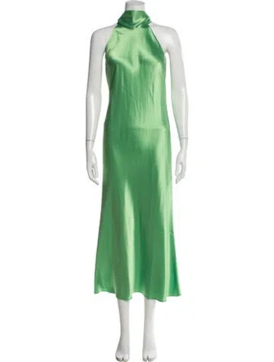 Pre-owned Galvan Halterneck Long Dress In Green