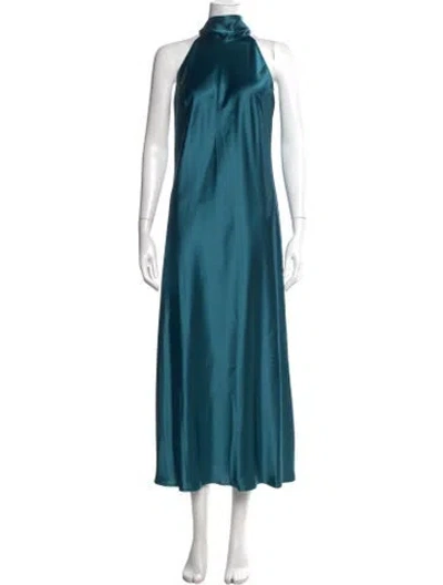 Pre-owned Galvan Halterneck Long Dress In Green