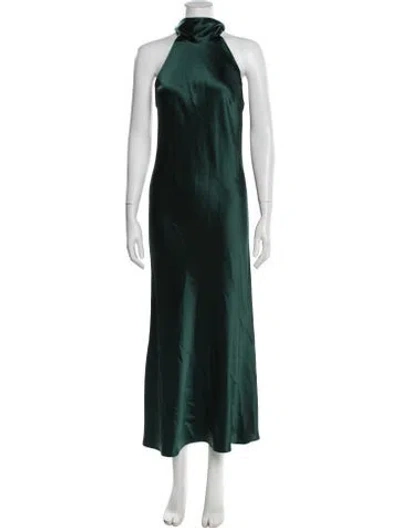 Pre-owned Galvan Halterneck Long Dress In Green