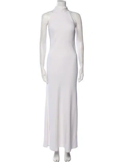 Pre-owned Galvan Halterneck Long Dress In Neutral