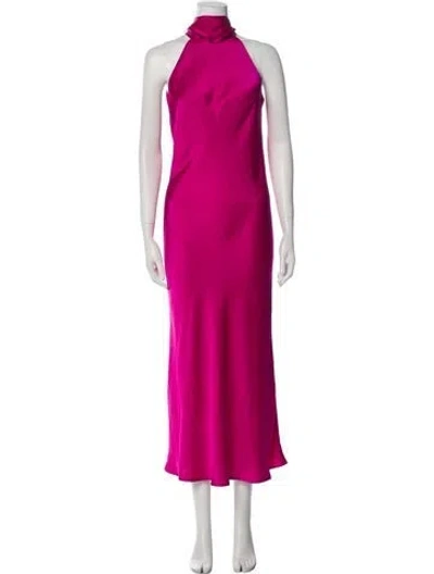 Pre-owned Galvan Halterneck Long Dress In Pink