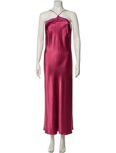Pre-owned Galvan Halterneck Long Dress In Pink