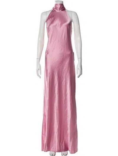 Pre-owned Galvan Halterneck Long Dress In Pink