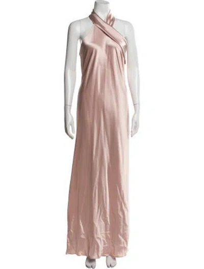 Pre-owned Galvan Halterneck Long Dress In Pink