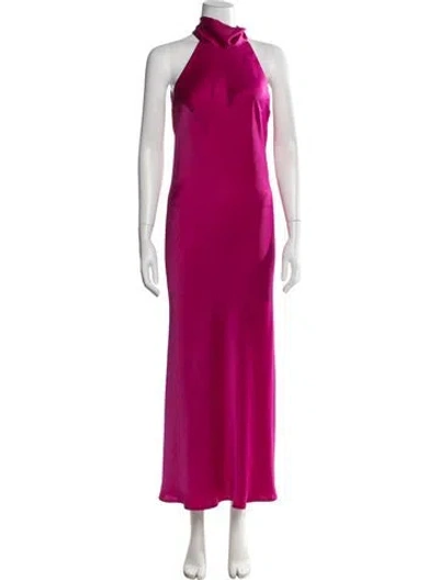 Pre-owned Galvan Halterneck Long Dress In Pink