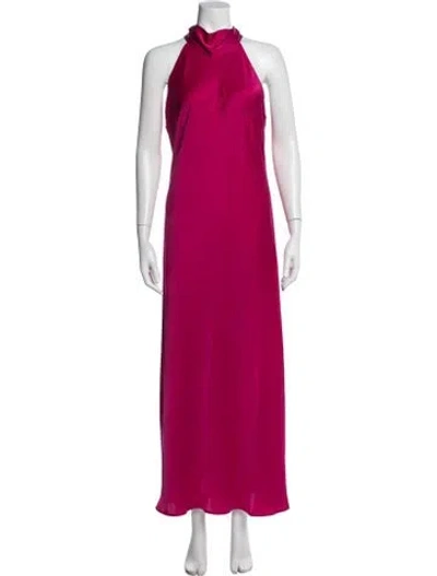 Pre-owned Galvan Halterneck Long Dress In Pink