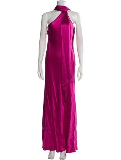 Pre-owned Galvan Halterneck Long Dress In Pink