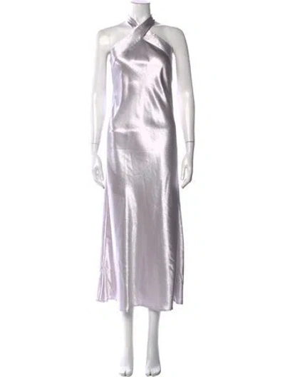 Pre-owned Galvan Halterneck Long Dress In Silver