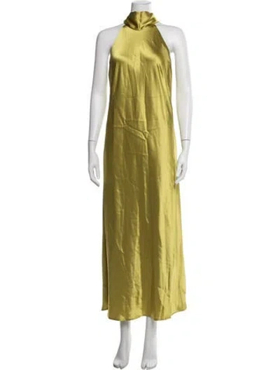 Pre-owned Galvan Halterneck Long Dress W/ Tags In Green
