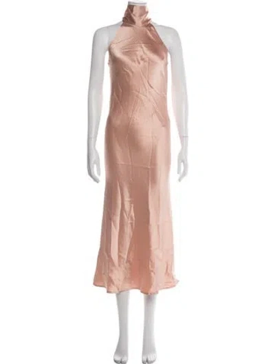 Pre-owned Galvan Halterneck Long Dress W/ Tags In Orange