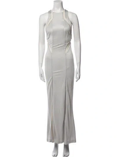 Pre-owned Galvan Halterneck Long Dress In White