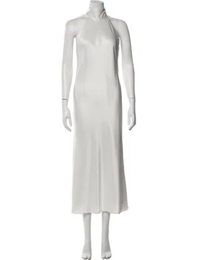 Pre-owned Galvan Halterneck Long Dress In White