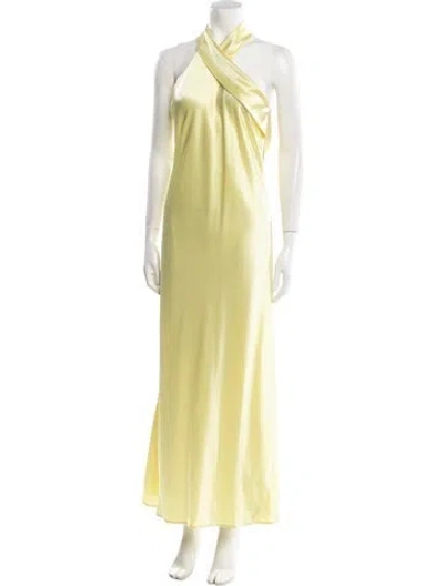 Pre-owned Galvan Halterneck Long Dress In Yellow