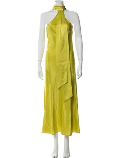 Pre-owned Galvan Halterneck Long Dress In Yellow