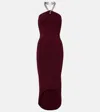 Galvan Halterneck Midi Dress In Burgundy