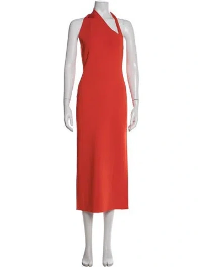 Pre-owned Galvan Halterneck Midi Length Dress In Orange