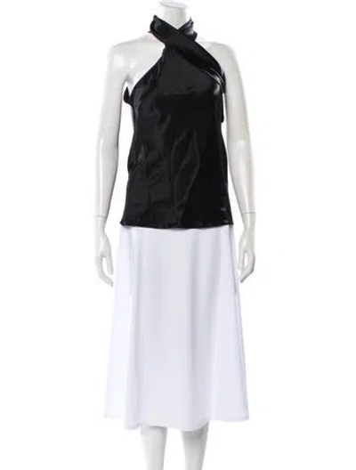 Pre-owned Galvan Halterneck Sleeveless Top In Black