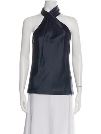 Pre-owned Galvan Halterneck Sleeveless Top In Blue