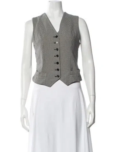 Pre-owned Galvan Houndstooth Print V-neck Top In Multi