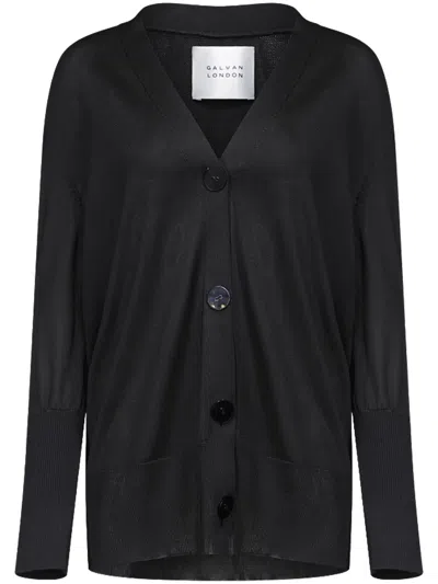 Galvan Ida V-neck Cardigan In Black