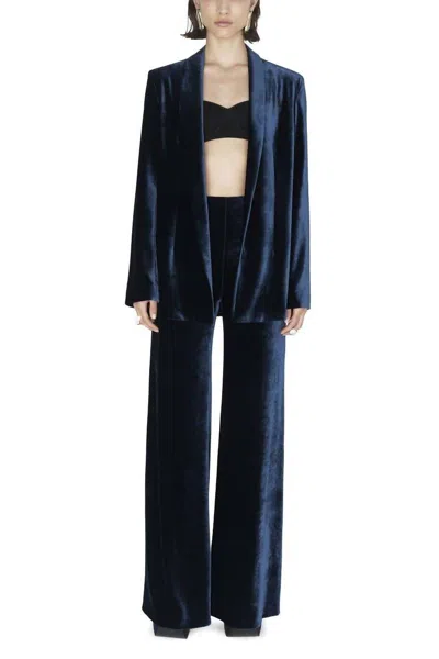 Galvan Julianne Blazer In Velvet In Blue