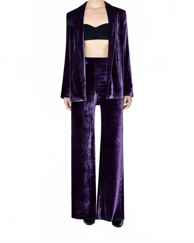Galvan Julianne Velvet Blazer In Black Currant In Blue