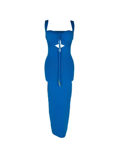 Pre-owned Galvan Kali Cutout Midi Dress In Blue