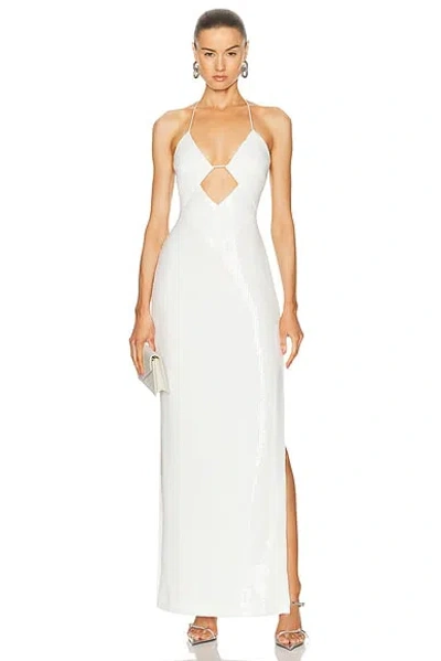 Galvan Kite Sequined Cutout Long Dress In Off White