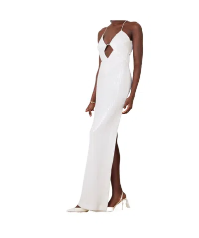 Galvan Kite Long Dress With Openwork Sequins In White