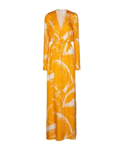 Galvan Lido Printed Jersey Maxi Dress In Yellow