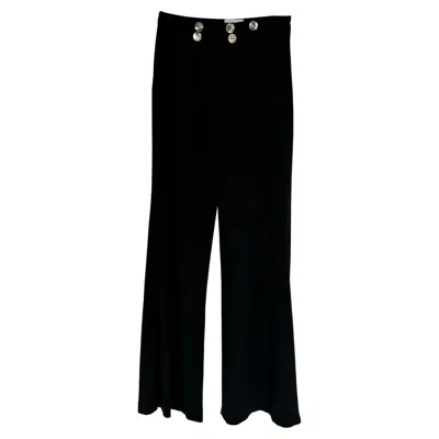 Pre-owned Galvan London Button-embellished Trousers In Black Polyester