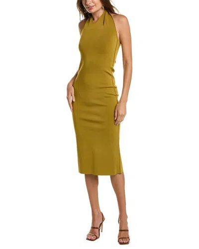 Galvan Halterneck Sleeveless Midi Dress In Green
