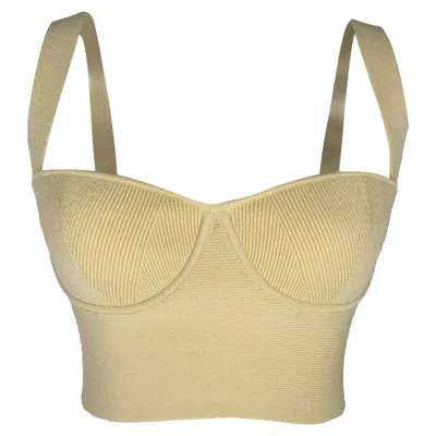 Pre-owned Galvan London Nyx Crop Top In Cream Viscose In Gold