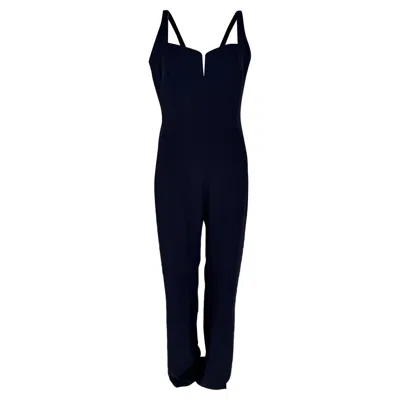 Pre-owned Galvan London Signature Corset Jumpsuit In Navy Blue Triacetate
