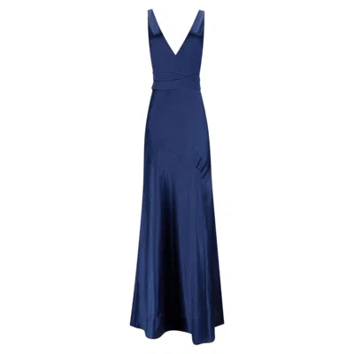 Pre-owned Galvan London V-neck Satin Gown In Purple