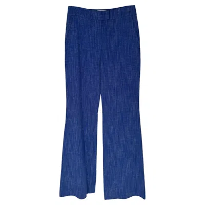Pre-owned Galvan London Wide Leg Flared Trousers In Blue Tweed