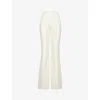 Galvan London Womens Cream Sorrento Flared-leg High-rise Satin Trousers In Cream