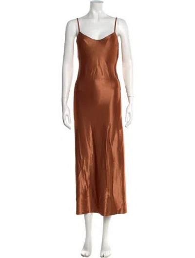 Pre-owned Galvan Long Dress In Brown
