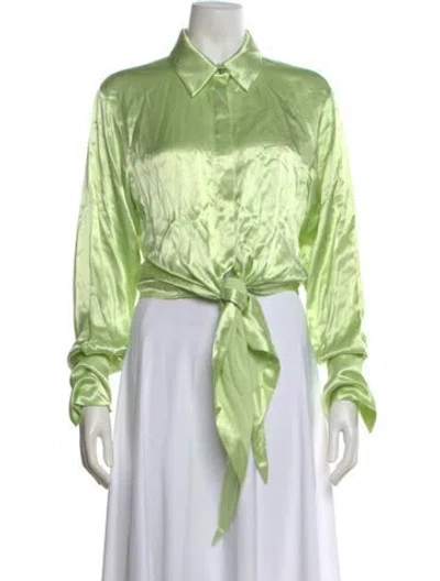 Pre-owned Galvan Long Sleeve Blouse In Green