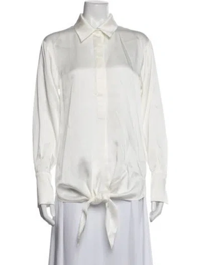 Pre-owned Galvan Long Sleeve Button-up Top In White