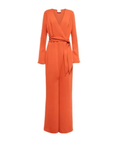 Galvan Marina Belted Jumpsuit In Red